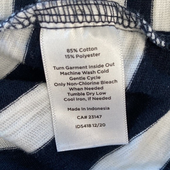 Talbots T By Talbots Stripe Short Sleeve Top Tee Crew Neck Trim Navy White - Picture 8 of 12